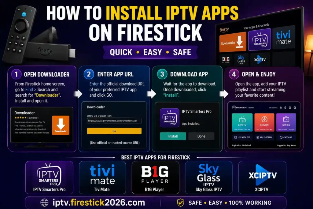 How to install IPTV apps on Firestick including IPTV Smarters Pro TiviMate B1G Player Sky Glass IPTV and XCIPTV