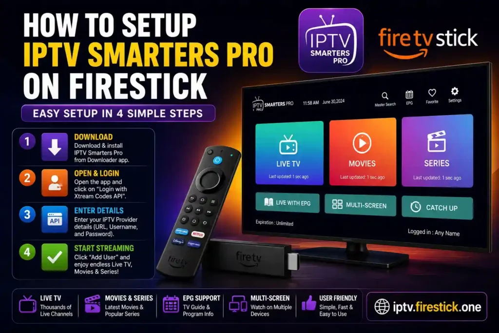 How to setup IPTV Smarters Pro on Firestick with Downloader and Xtream Codes API in 2026